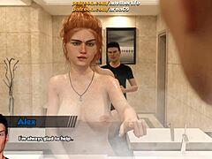 在淋浴间里和性感的熟女做爱,3D模拟