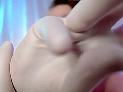 Solo masturbation with latex gloves and medical mask - HD video