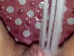 Mommy's shaved pussy gets wet and wild in the shower