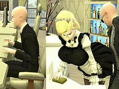 Japon 3D anime karısı hizmetçisi tarafından hakimiyet altına alınıyor