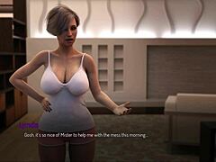 O fată de colegiu cu sânii mari își arată fundul mare într-un videoclip de jocuri de rol