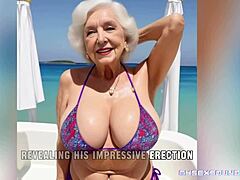 Sensual encounter with an elderly pool lover and a mature woman