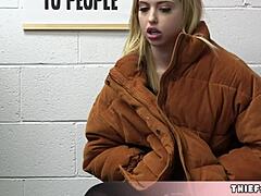 Chloe, a charming blonde, gets caught attempting to shoplift a coat at the mall and is taught a stern lesson in a steamy encounter with a mature woman and her son
