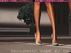 Mature ladyboy with large breasts in 3D animation gets punished by horny teenager