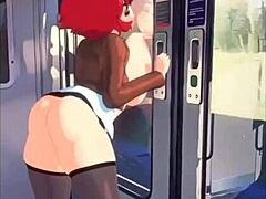 أحمر الشعر الناضج يعطي اللسان في القطار ويتلقى نائب الرئيس الساخن على وجهها في هذا الفيديو محلي الصنع