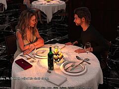 Tegneserie-milf og kone hengir seg til erotisk 3D-middagsdate