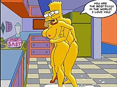 La sexy femme au foyer Marge gémit de plaisir en recevant une éjaculation interne dans tous ses trous dans une vidéo Hentai animée