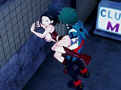 Mina Ashido ve Momo Yaoyorozu, My Hero Academia hentai'de Izuku Midoriya ile yoğun bir üçlüye giriyor