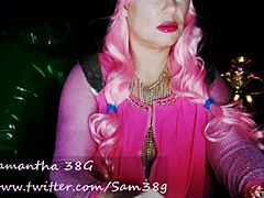 Smukke MILF Samantha38g spiller hovedrollen i Fat Alien Queen Cosplay Live Cam Show