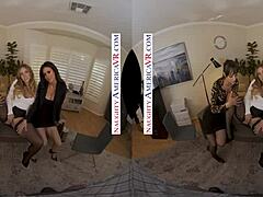 Porno realitas virtual yang menampilkan rekan kerja seksi Jaime, Michaelelle, Kayley Gunner, dan Lexi Luna dalam seragam kantor mereka