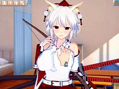 Touhou Inubashiri's big tits are the center of attention in this 3D hentai video