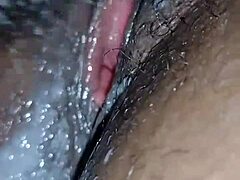 Ebony MILF with a bubble butt gets creampied by her fan on camera