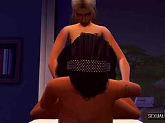 3d animated family fucks: Stepmom gets aroused giving massage and wants pussy - lesbian moms